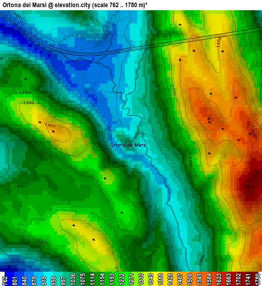 Ortona dei Marsi elevation map