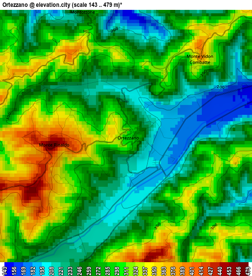 Ortezzano elevation map