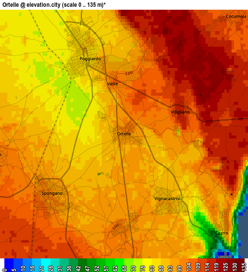 Ortelle elevation map