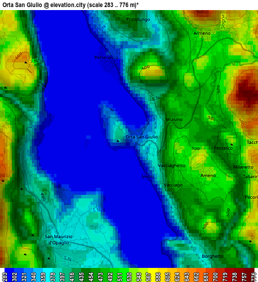 Orta San Giulio elevation map