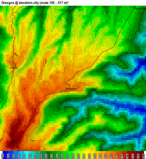 Orsogna elevation map