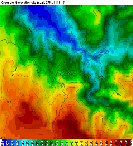 Orgosolo elevation map