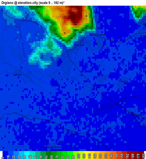 Orgiano elevation map