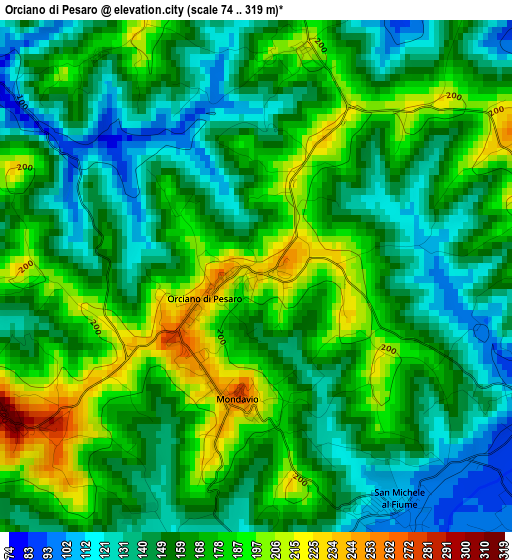 Orciano di Pesaro elevation map