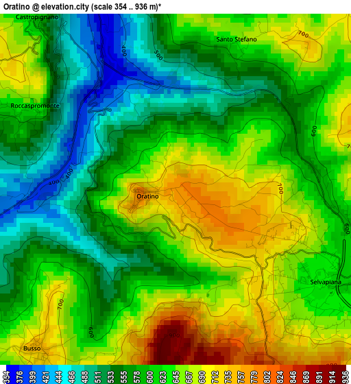 Oratino elevation map