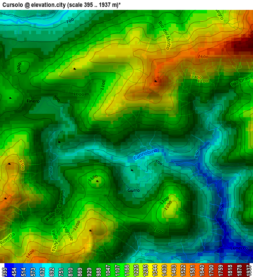 Cursolo elevation map