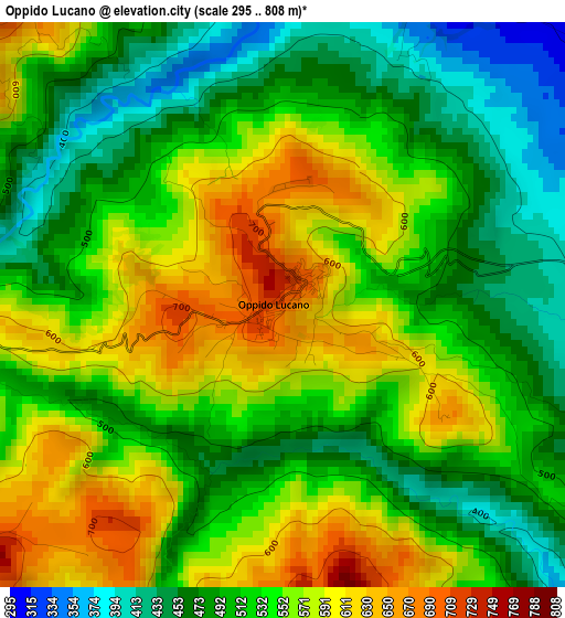 Oppido Lucano elevation map