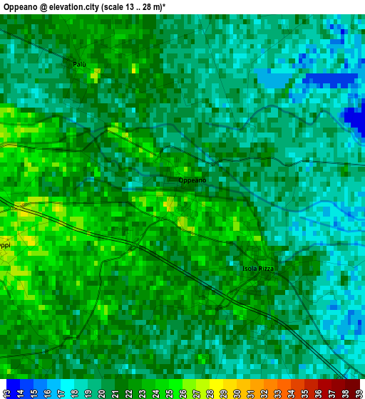 Oppeano elevation map