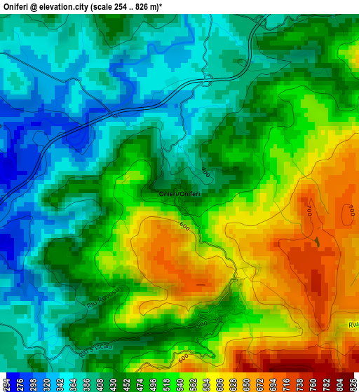 Oniferi elevation map