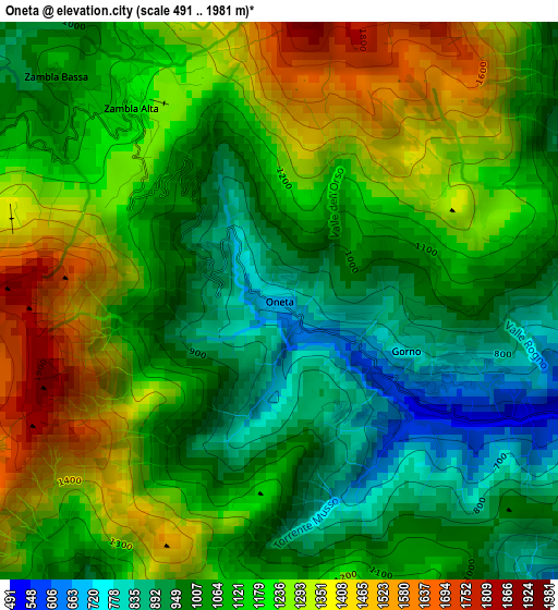 Oneta elevation map