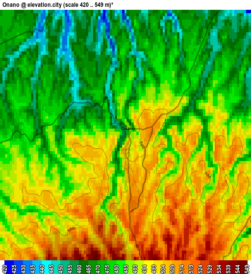 Onano elevation map