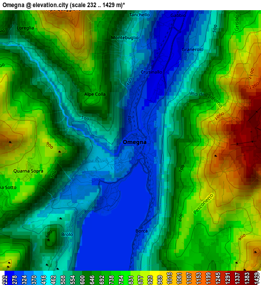 Omegna elevation map