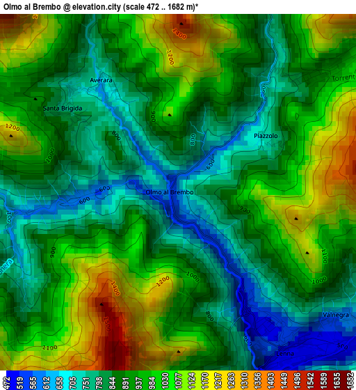 Olmo al Brembo elevation map