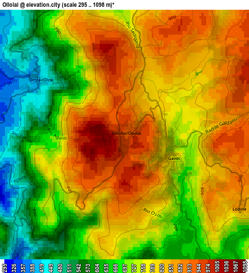 Ollolai elevation map