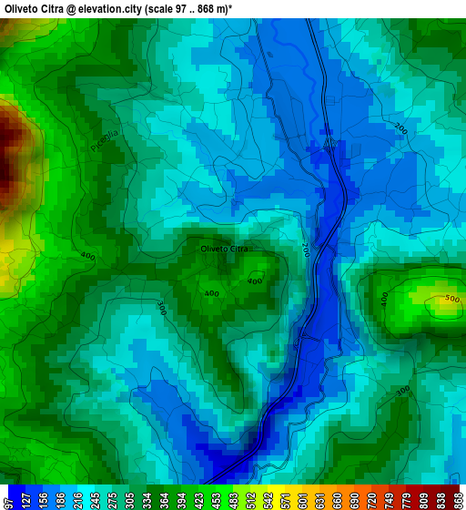 Oliveto Citra elevation map