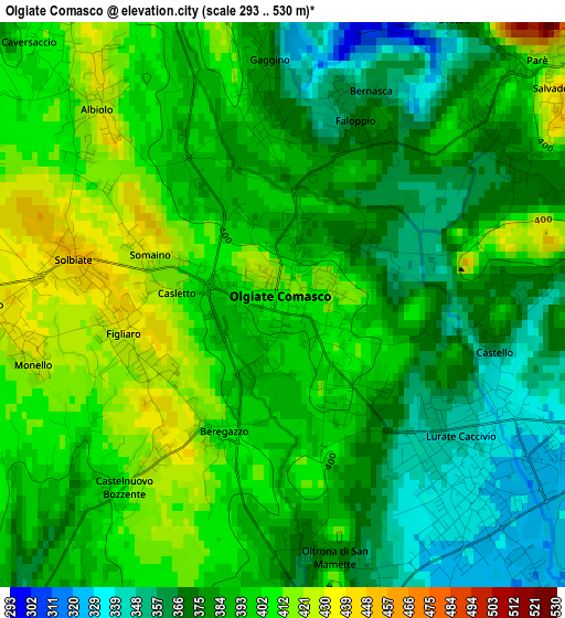 Olgiate Comasco elevation map