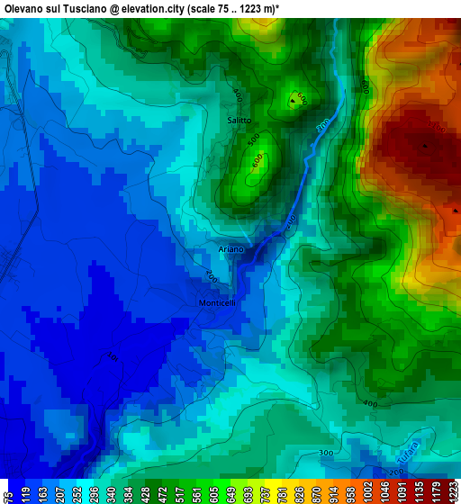 Olevano sul Tusciano elevation map