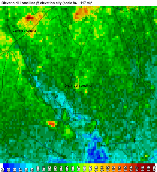 Olevano di Lomellina elevation map