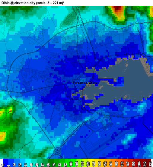 Olbia elevation map