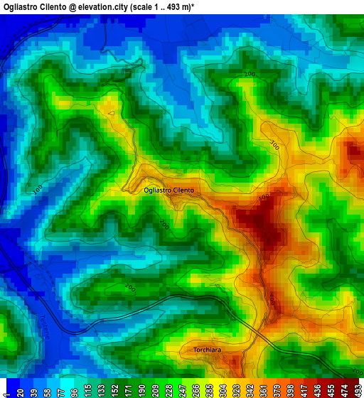 Ogliastro Cilento elevation map