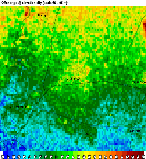 Offanengo elevation map