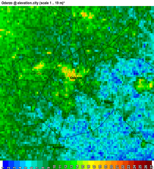 Oderzo elevation map