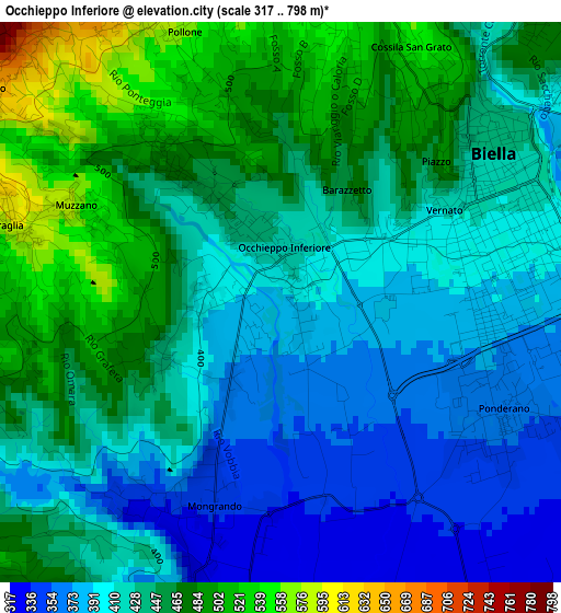 Occhieppo Inferiore elevation map