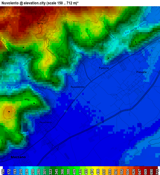 Nuvolento elevation map