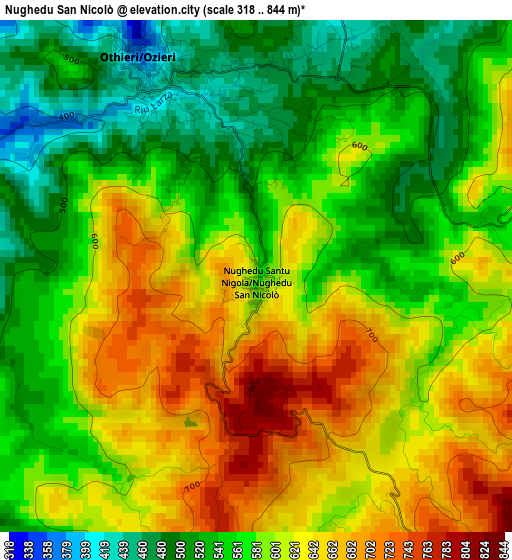 Nughedu San Nicolò elevation map