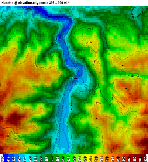 Nucetto elevation map