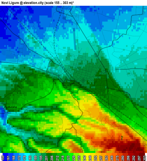 Novi Ligure elevation map