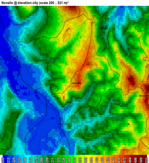 Novello elevation map