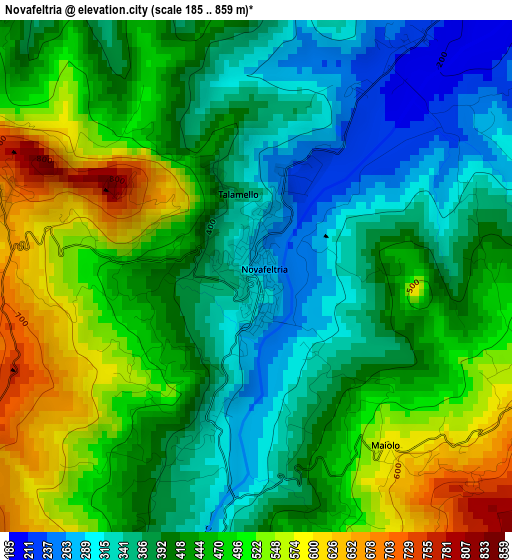 Novafeltria elevation map