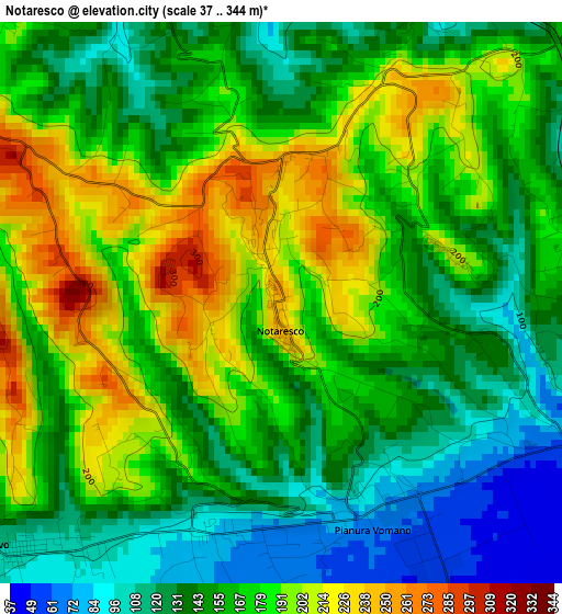 Notaresco elevation map