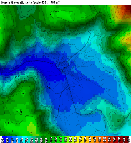 Norcia elevation map