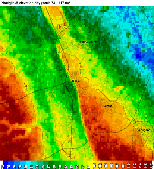 Nociglia elevation map