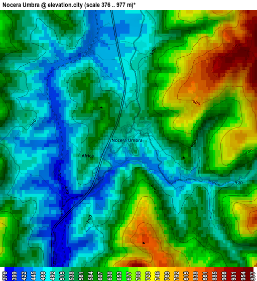 Nocera Umbra elevation map