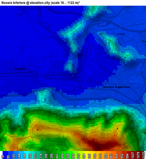 Nocera Inferiore elevation map