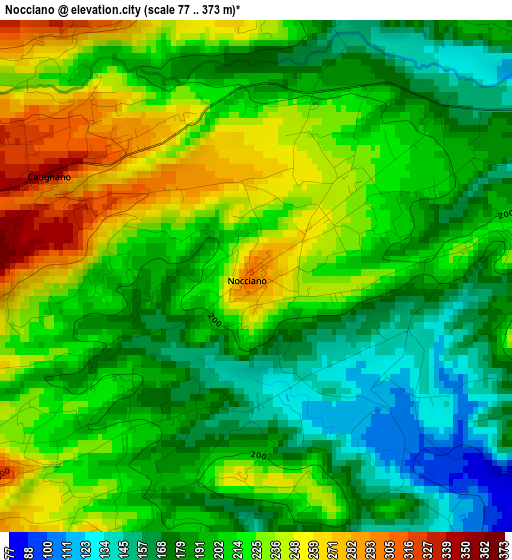 Nocciano elevation map