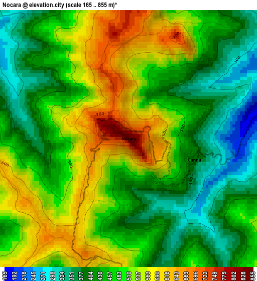 Nocara elevation map