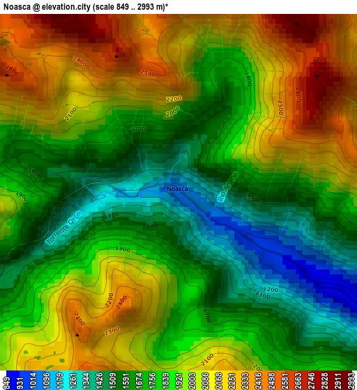 Noasca elevation map