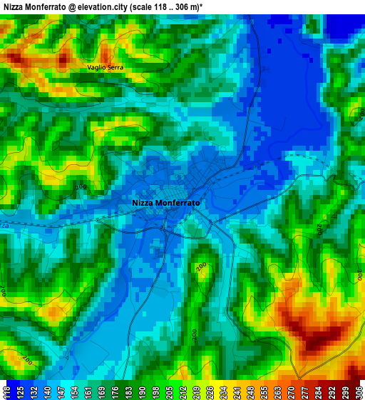 Nizza Monferrato elevation map