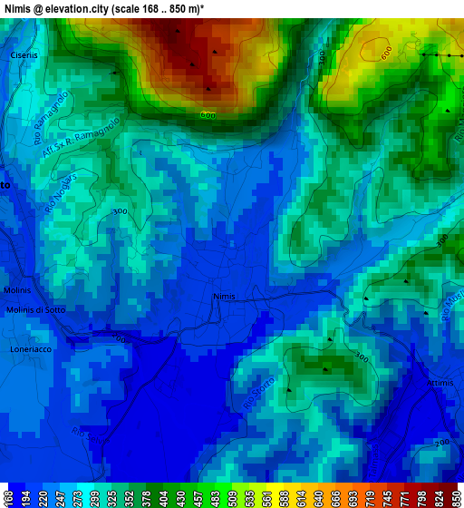 Nimis elevation map