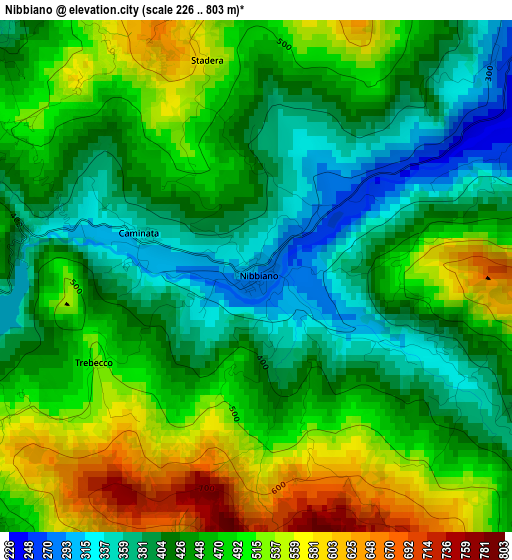 Nibbiano elevation map