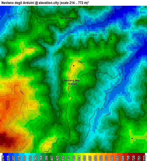 Neviano degli Arduini elevation map