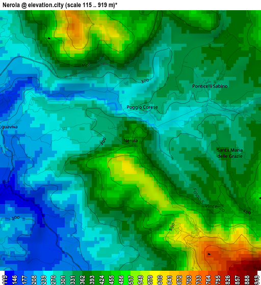 Nerola elevation map