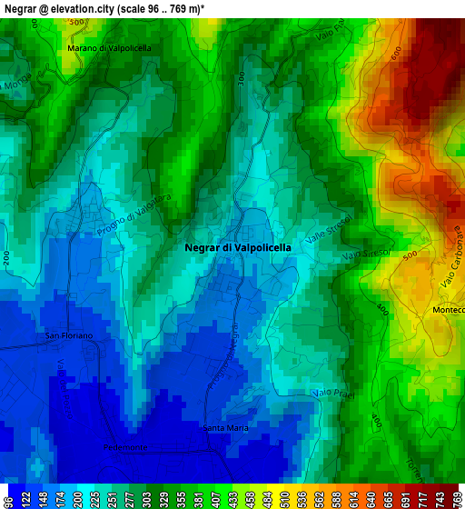 Negrar elevation map