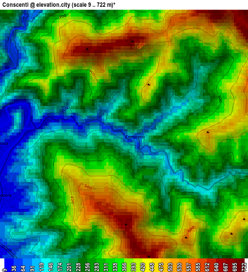 Conscenti elevation map