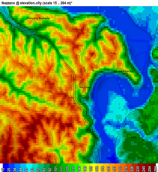 Nazzano elevation map