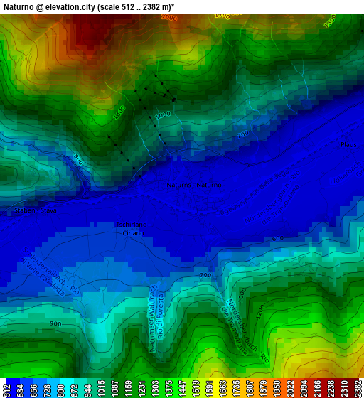 Naturno elevation map